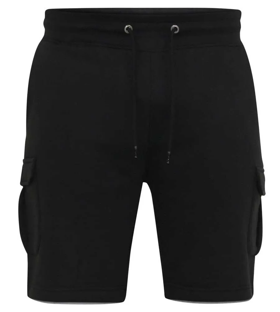 D555 Big Mens Black Fleece Cargo Shorts With Elasticated Waist (CYRUS 2)